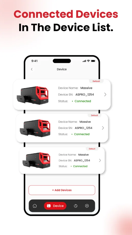 Connected devices screen in the My Massive mobile app